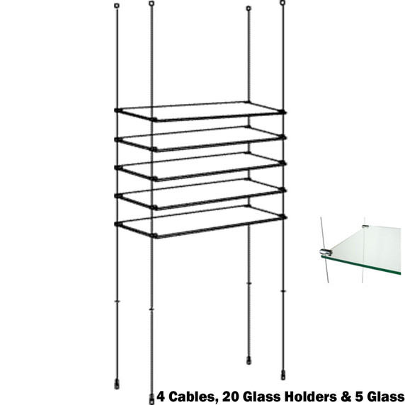 New Toughened Glass Cable Wire Shelves / Shelf Shopfittings / Retail Display - 5