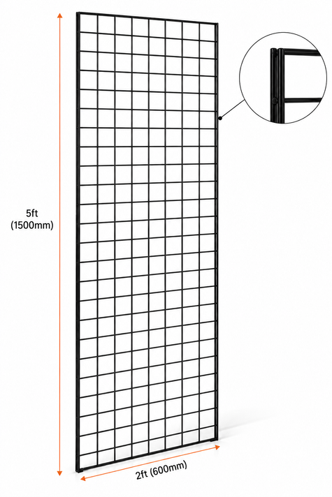black grid panels