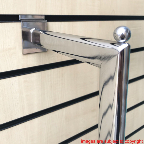 Chrome Stepped Arm Clothes Rail Cranked Display Arm For Slatwall