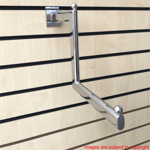 Chrome Stepped Arm Clothes Rail Cranked Display Arm For Slatwall