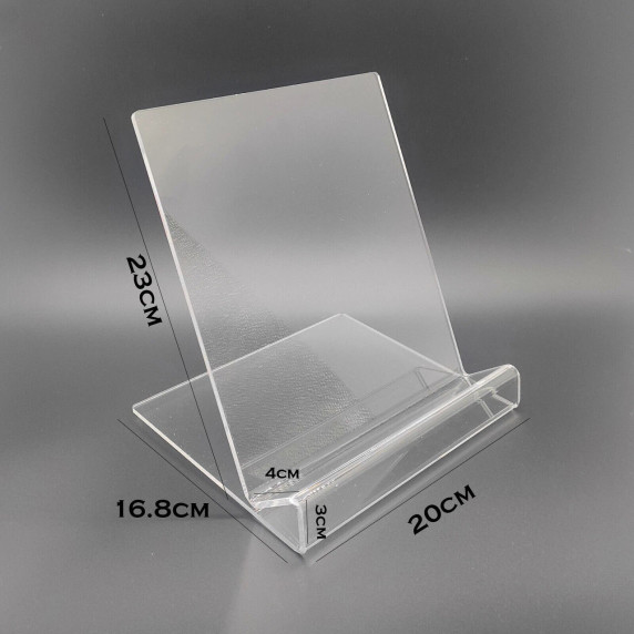 Clear Acrylic iPad & Tablet Stand – Universal Desktop Display Holder for Books, Magazines & Cookbooks
