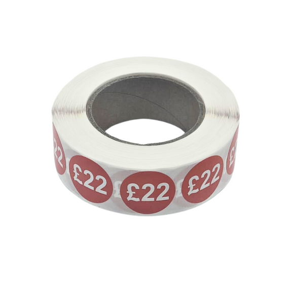 1000x 25mm £1-£30 Red Price Self Adhesive Stickers Sticky Labels For Retail Display