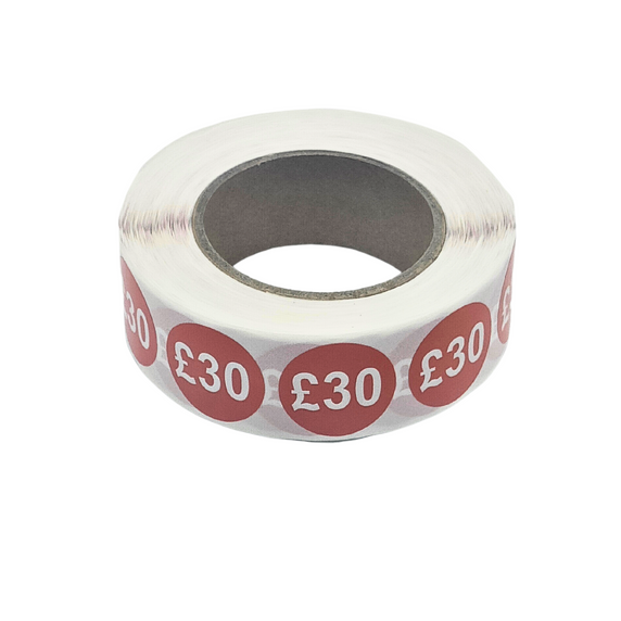 1000x 25mm £1-£30 Red Price Self Adhesive Stickers Sticky Labels For Retail Display