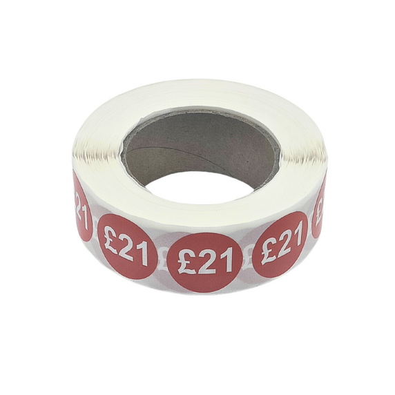 1000x 25mm £1-£30 Red Price Self Adhesive Stickers Sticky Labels For Retail Display