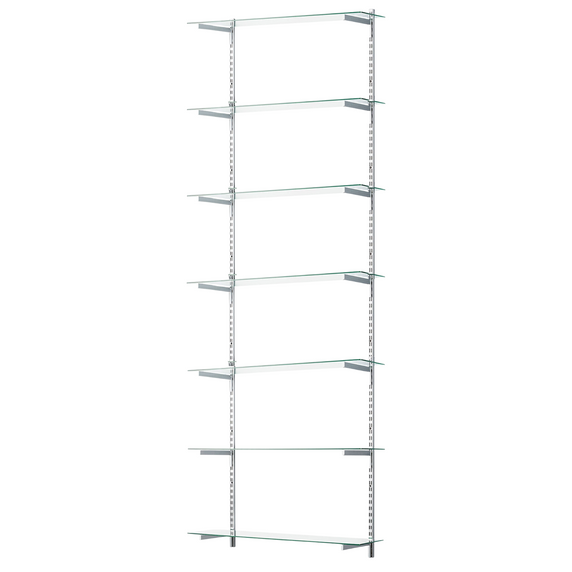 Glass Twin Slot Shelving Set - 15cm Width