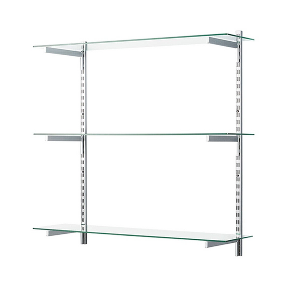 Glass Twin Slot Shelving Set - 20cm Width