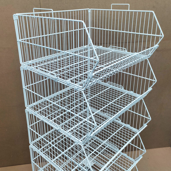 White 5 x Tier Stackable Display Baskets-60cm