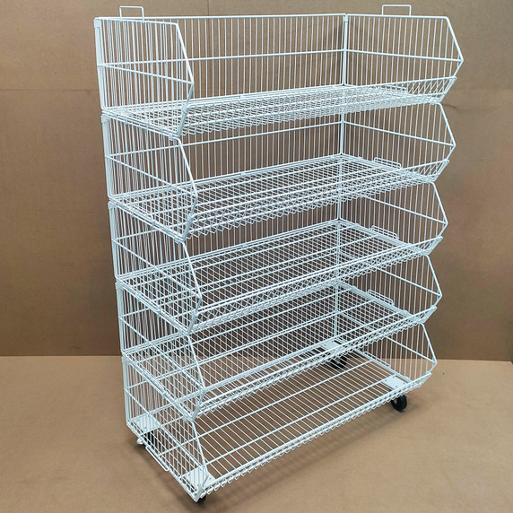 White  5 x Tier Stackable Display Baskets-100cm