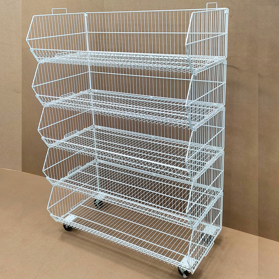 White  5 x Tier Stackable Display Baskets-100cm