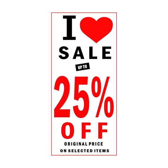 I LOVE SALE - 25% - 50% - 75% OFF Poster Window Display Sign