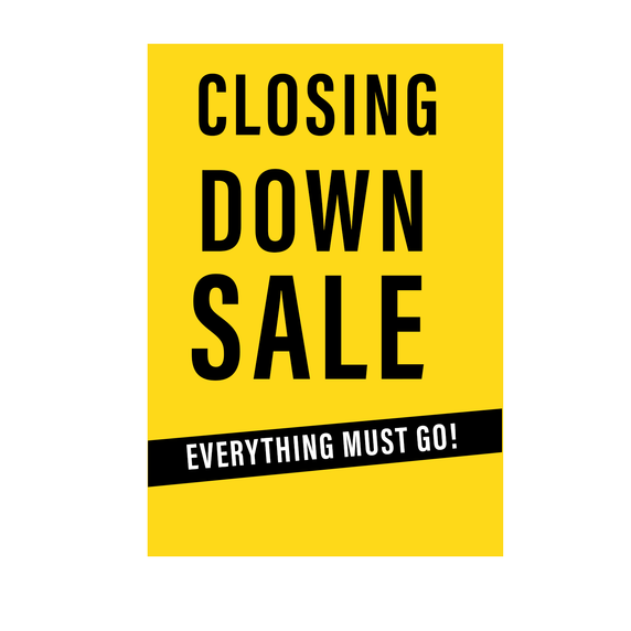 CLOSING DOWN SALE EVERYTHING MUST GO Poster Window Display Sign