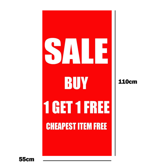 SALE BUY 1 GET 1 FREE CHEAPEST ITEM FREE Poster Window Display Sign-Pack of 3