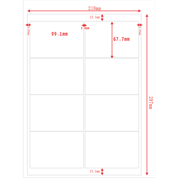 Multi-Purpose A4 White Self-Adhesive Labels - 8 Label Per sheet