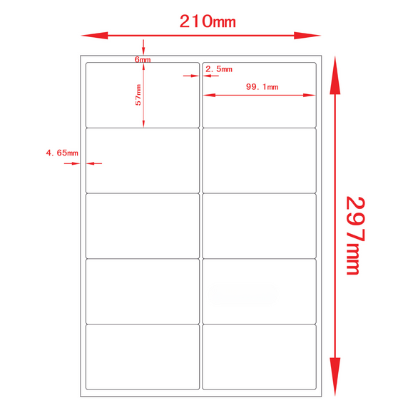 Multi-Purpose A4 White Self-Adhesive Labels - 10 Label Per sheet