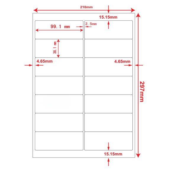 Multi-Purpose A4 White Self-Adhesive Labels - 14 Label Per sheet