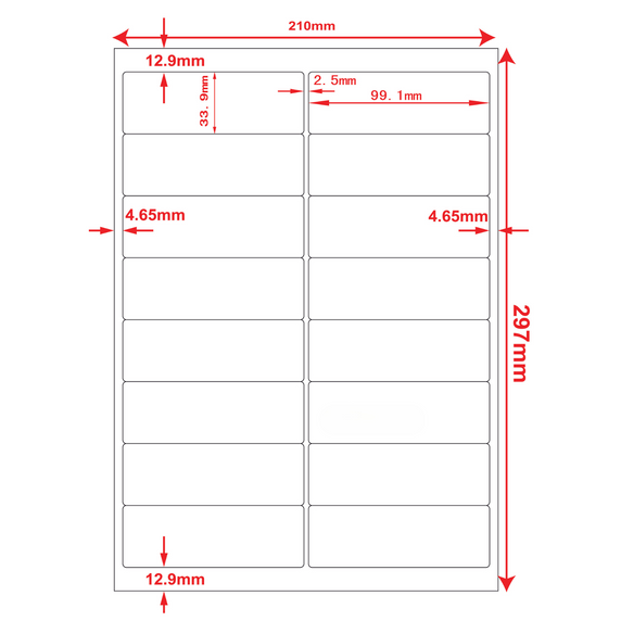 Multi-Purpose A4 White Self-Adhesive Labels - 16 Label Per sheet