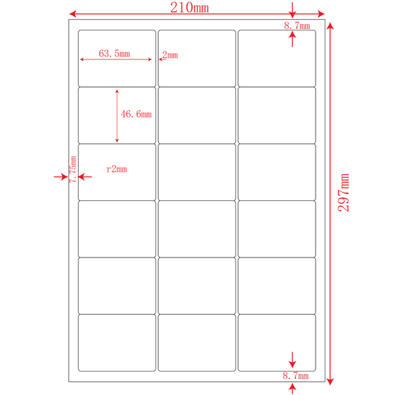 Multi-Purpose A4 White Self-Adhesive Labels - 18 Label Per sheet