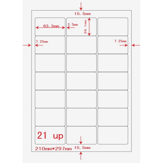 Multi-Purpose A4 White Self-Adhesive Labels - 21 Label Per sheet