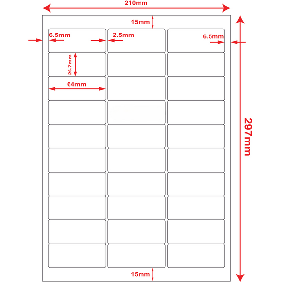 Multi-Purpose A4 White Self-Adhesive Labels - 30 Label Per sheet