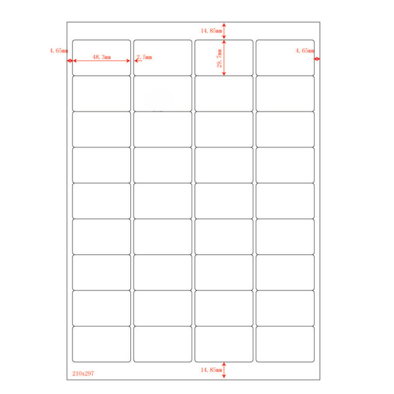 Multi-Purpose A4 White Self-Adhesive Labels - 36 Label Per sheet