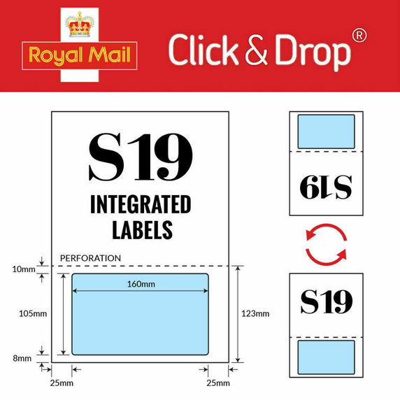 Pallets of S19 Royal Mail Click & Drop A4 Integrated Labels