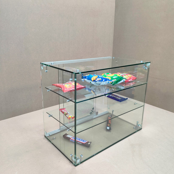 3 Tier Heavy Duty Countertop Ambient Glass Sweet Food Display Cabinet Case