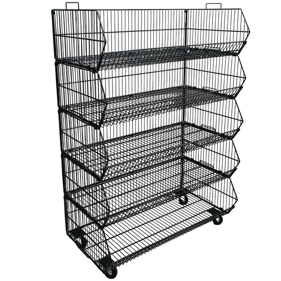 Pallet Of 100cm Stackable Baskets Black/White/Chrome Colour