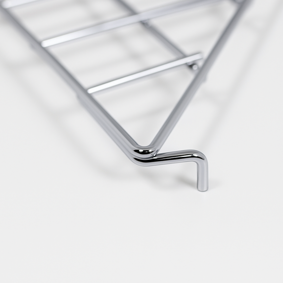 Triangular Corner Grid Mesh Shelf 24"x24" –Heavy Duty 6.5mm Steel,Chrome/Black