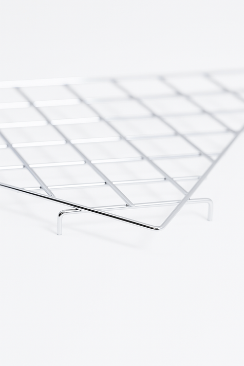 Triangular Corner Grid Mesh Shelf 24"x24" –Heavy Duty 6.5mm Steel,Chrome/Black