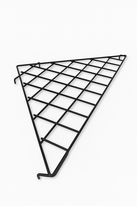 Triangular Corner Grid Mesh Shelf 24"x24" –Heavy Duty 6.5mm Steel,Chrome/Black