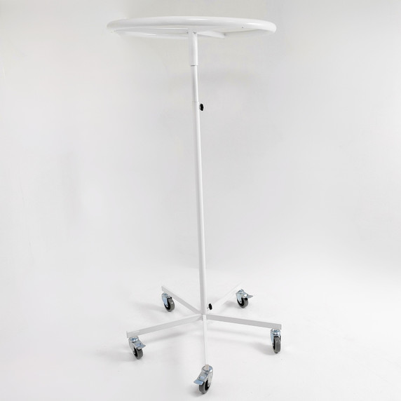 White Garment Rail Clothes Display Rack, Circular Fashion, Adjustable Height Stand