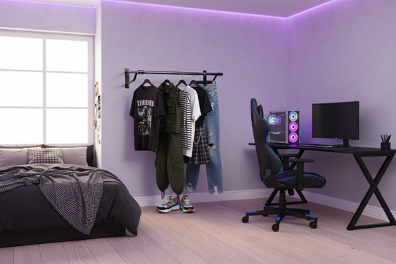 2ft Black Steel Hanging Rail–Durable,Stylish,and Ideal for Home or Retail Spaces