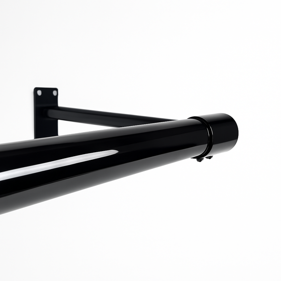 8ft Black Steel Clothes Rail – Heavy-Duty Wall Mounted Hanging Rail with 3 Brackets – Durable & Stylish for Home or Retail Use