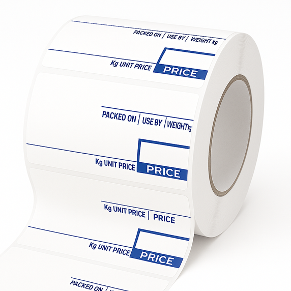 58 × 60 mm CAS‑Compatible Scale Label Rolls – 500 Labels per Roll