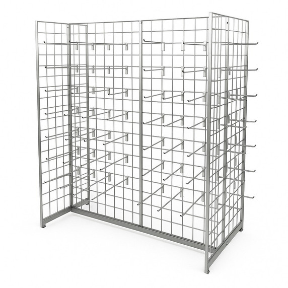 7ft Grid Mesh 'H' Stand Gondola Stand With Euro Hooks Included 240x