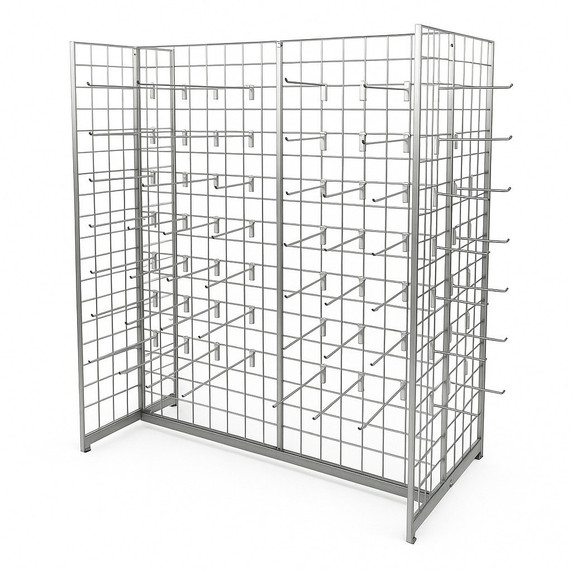 8ft Grid Mesh 'H' Stand Gondola Stand With Euro Hooks Included 260x