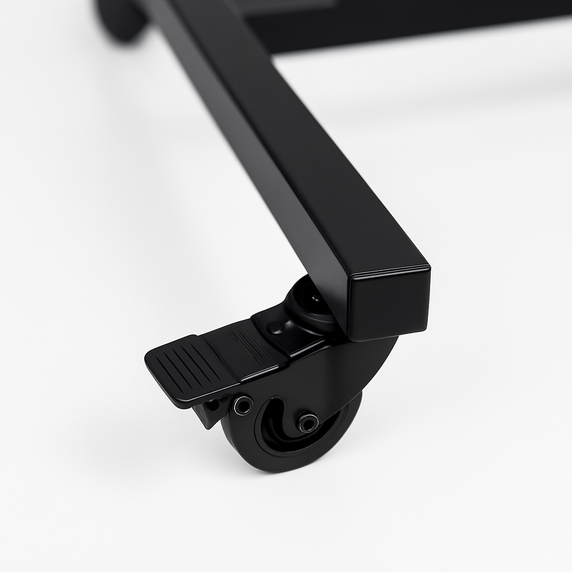 Heavy Duty 2-Way Straight Arm Clothing Rail – Adjustable Black Retail Display Stand  with Castors & Brakes