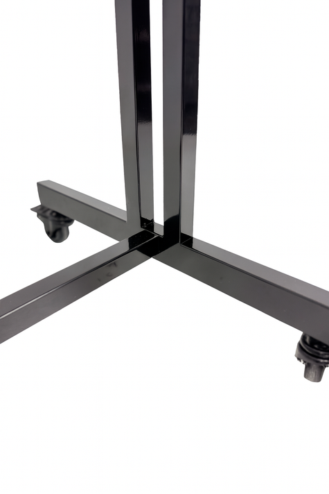 Heavy Duty 4-Way Straight Arm Clothing Rail – Adjustable Black Display Stand with Castors & Brakes