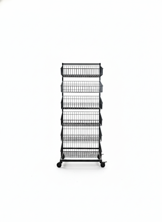 Black  Heavy Duty 6 Tier Stackable Display Basket