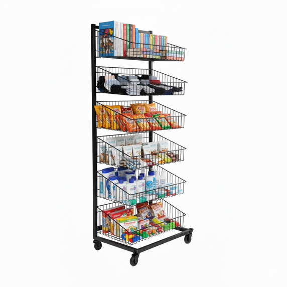 Black  Heavy Duty 6 Tier Stackable Display Basket