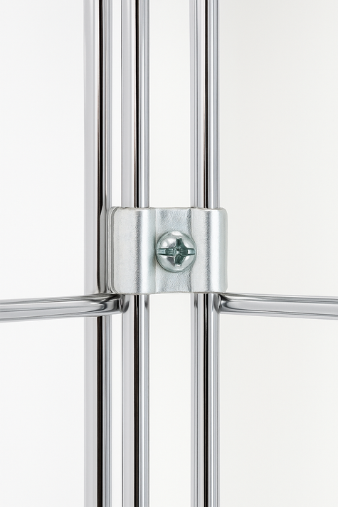 6ft Black /Chrome Corner Grid Mesh Display Unit With 4 Shelves– Heavy Duty