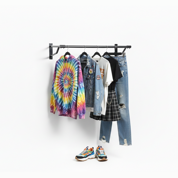 Gloss Black Wall-Mounted Clothes Rail – Sleek Heavy-Duty Steel Hanging Bar for Home & Retail Use