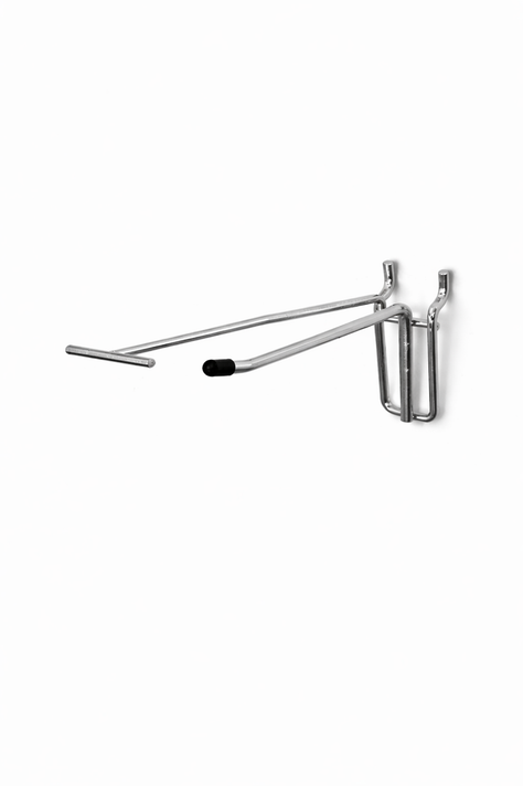 6 Inch Heavy Duty Chrome Single Prong Pegboard Hook with Overhead Arm for Price Holder