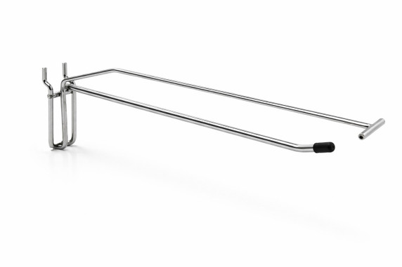 6 Inch Heavy Duty Chrome Single Prong Pegboard Hook with Overhead Arm for Price Holder