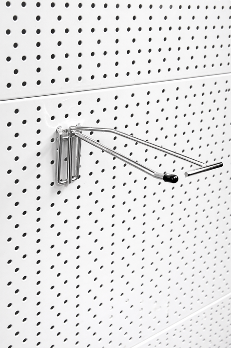 6 Inch Heavy Duty Chrome Single Prong Pegboard Hook with Overhead Arm for Price Holder