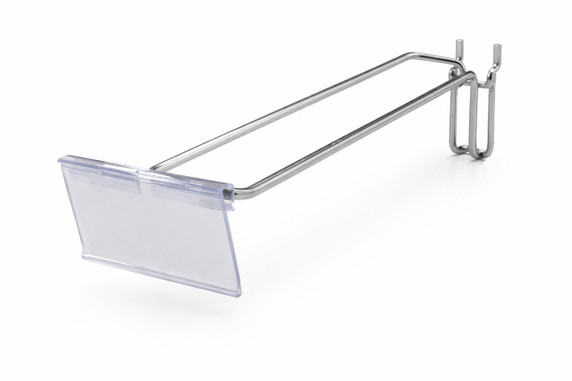 8 Inch Heavy Duty Chrome Single Prong Pegboard Hook with Overhead Arm for Price Holder