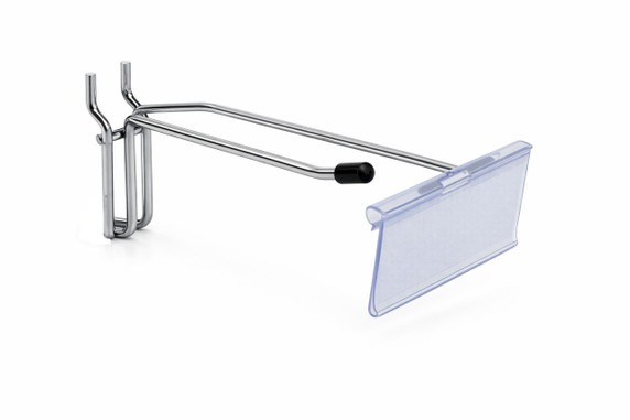 8 Inch Heavy Duty Chrome Single Prong Pegboard Hook with Overhead Arm for Price Holder