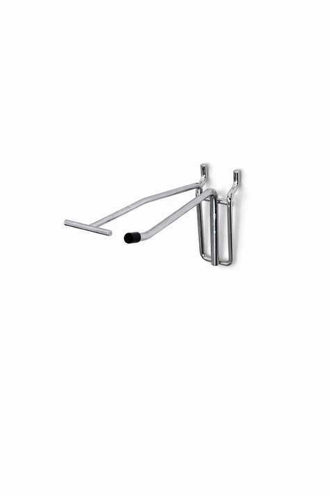 10 Inch Heavy Duty Chrome Single Prong Pegboard Hook with Overhead Arm for Price Holder