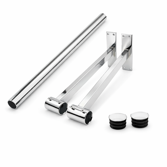 25mm Wall Mounted Clothes Rail Chrome Garment Hanging Bar