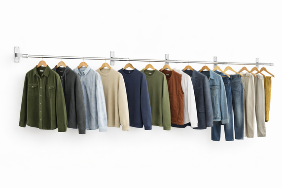 25mm Wall Mounted Clothes Rail Chrome Garment Hanging Bar